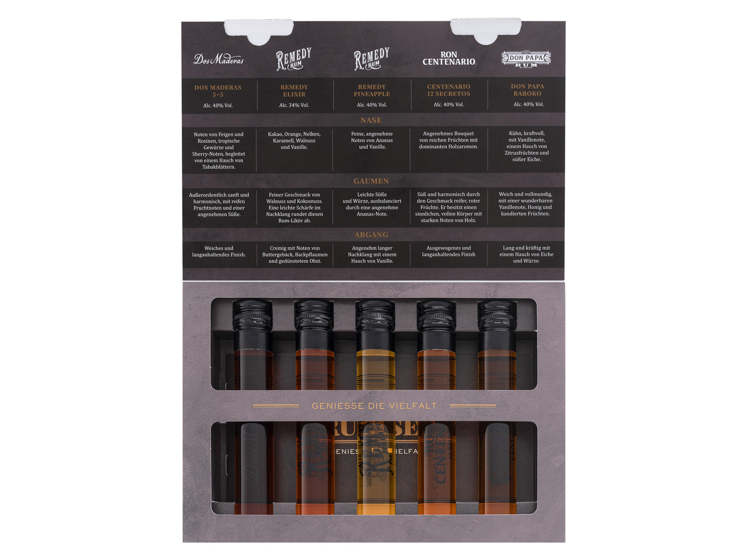 Premium Rum Tasting Set - 5 x 50 ml, 34-40% Vol | LIDL | Spirituosenpakete