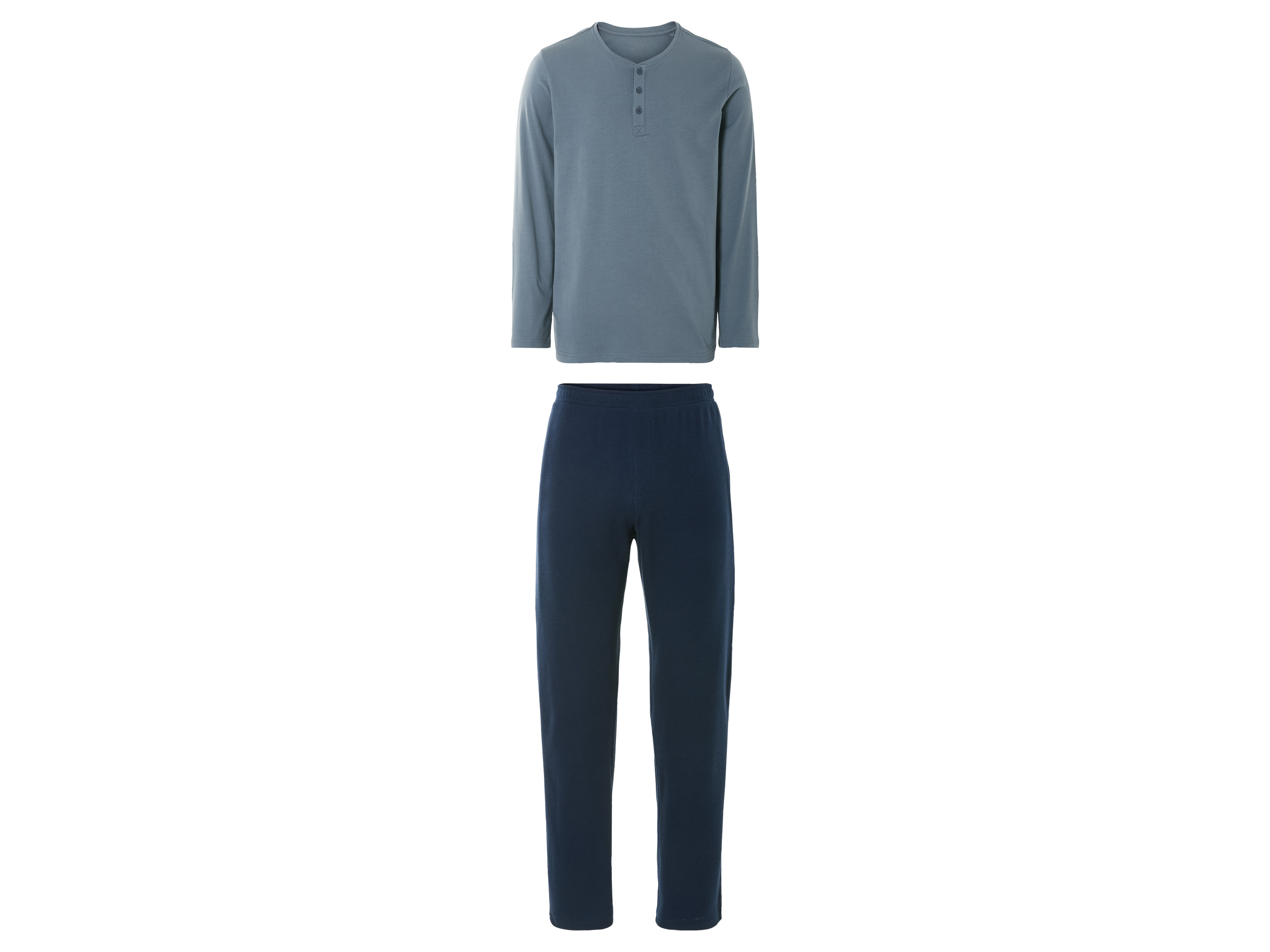 LIVERGY® Herren Pyjama lang/lang (Blau, S (44/46))““ | grau: Shirt mit Stickerei Ausschnitt: Rundhalsausschnitt Kragenform: – Material: bau: Shirt: Baumwolle
