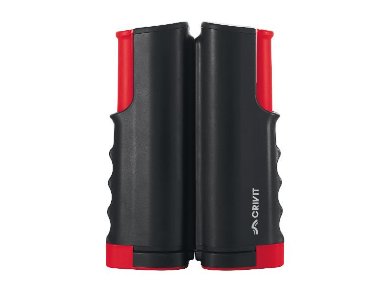 Crivit Klapp-Tischtennisplatte, rot und schwarz.