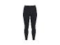 Schwarze Damen-Sportleggings mit Logoband am elastischen Bund.