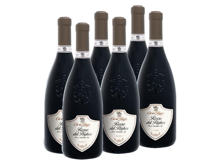 Sechs Flaschen Ca' del Lago Rosso del Pegher IGT Trevenezie trockener Rotwein.