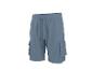 Blaue Herren-Cargoshorts mit elastischem Bund und Kordelzug.