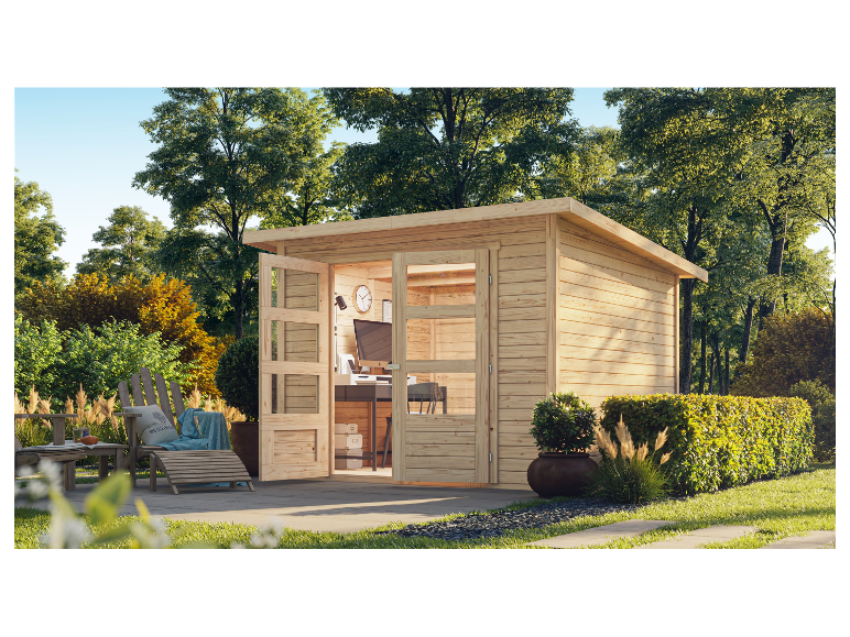 Holz Gartenhaus mit Büro.