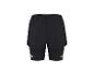 Schwarze 2-in-1-Laufshorts für Herren mit reflektierenden Details.