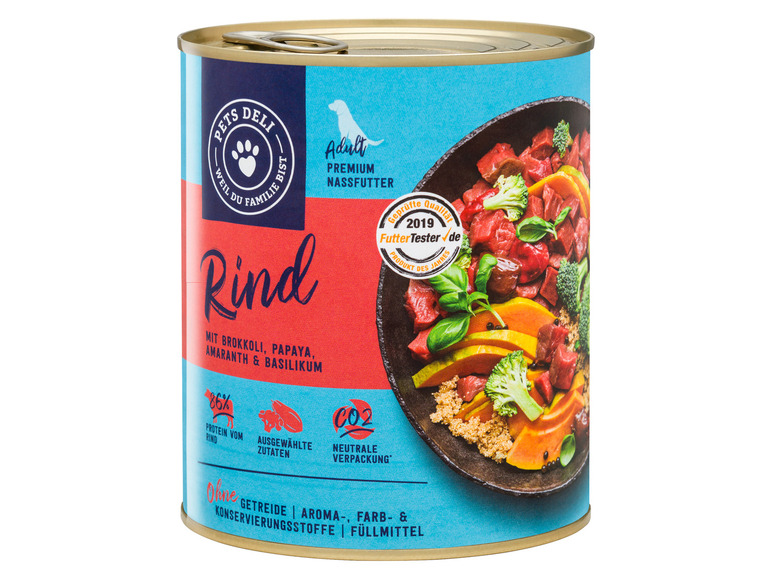 Gehe zu Vollbildansicht: PetsDeli Adult Premium Nassfutter Rind mit Brokkoli, Papaya, Amaranth & Basilikum für Hunde, 6 x 800 g - Bild 2