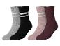 ESMARA KIDS Kinder Thermosocken, 2 Paar: grau, schwarz, rosa und bordeauxfarben mit Streifen.
