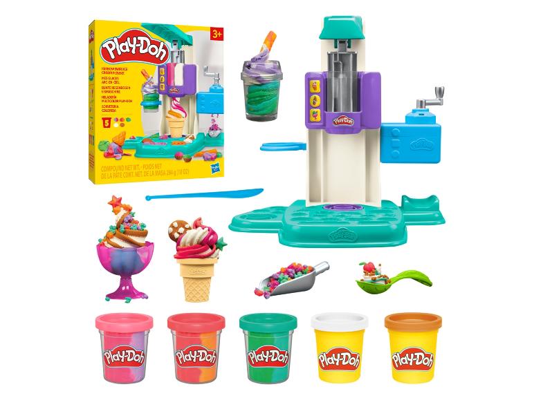 Play-Doh Rainbow Swirl Ice Cream Spielset mit Eismaschine und 5 Dosen Knete.