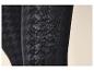 Schwarze Strumpfhose mit Hahnentrittmuster, Nahaufnahme der Stofftextur.
