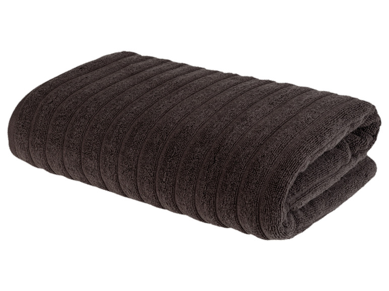 Ein dunkelgraues Frottee-Handtuch.