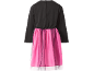 Schwarzes Langarmkleid mit rosa und schwarzem Tüllrock für Mädchen