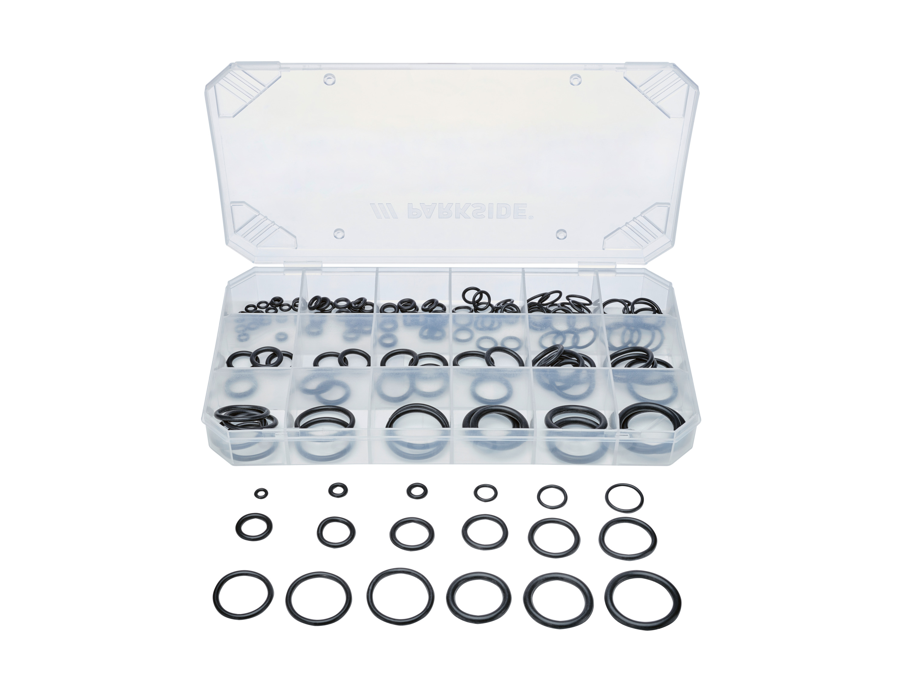 PARKSIDE® Haken-und-Ösen- / Schrumpfschlauch- / Blindnieten- / Dichtungsring- / Schlauchklemmen- / Flügelkopf-Schlauchklemmen-Sort (Dichtungssatz-Sort. 140tlg.)