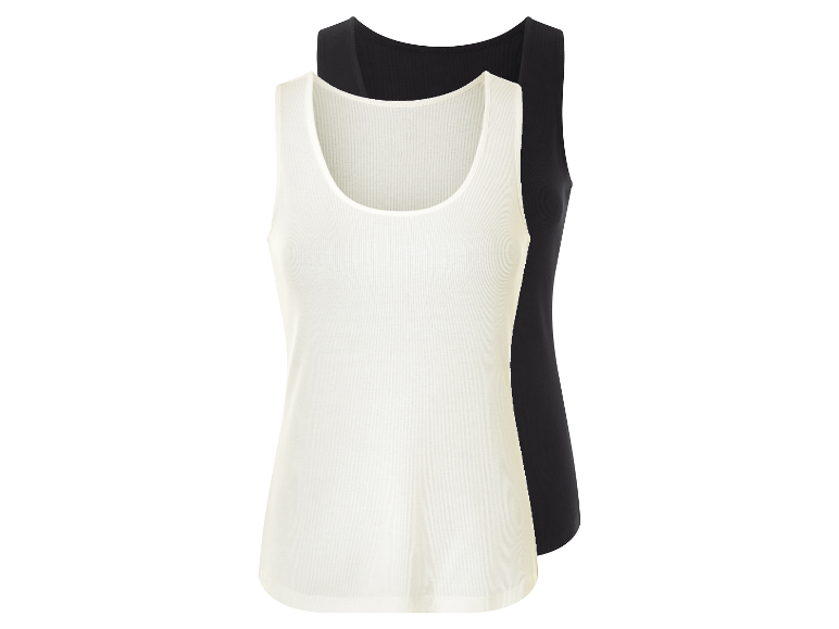 Zwei Tanktops, eins weiß und eins schwarz.