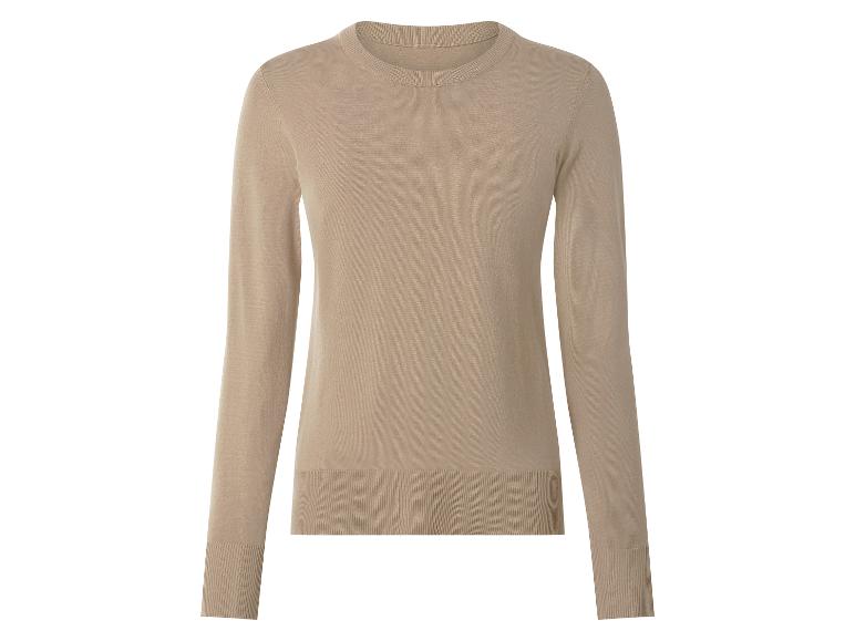 Beiger Langarm-Pullover mit Rundhalsausschnitt für Damen