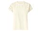 Damen-T-Shirt in Creme mit kurzen Ärmeln und Lochstickerei an den Schultern