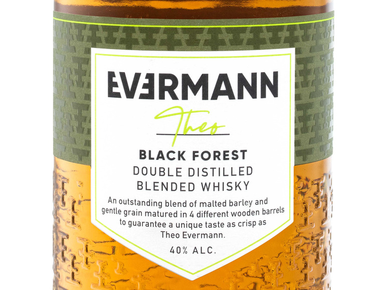 Gehe zu Vollbildansicht: Evermann Theo Black Forest Blended Whisky 40% Vol - Bild 2
