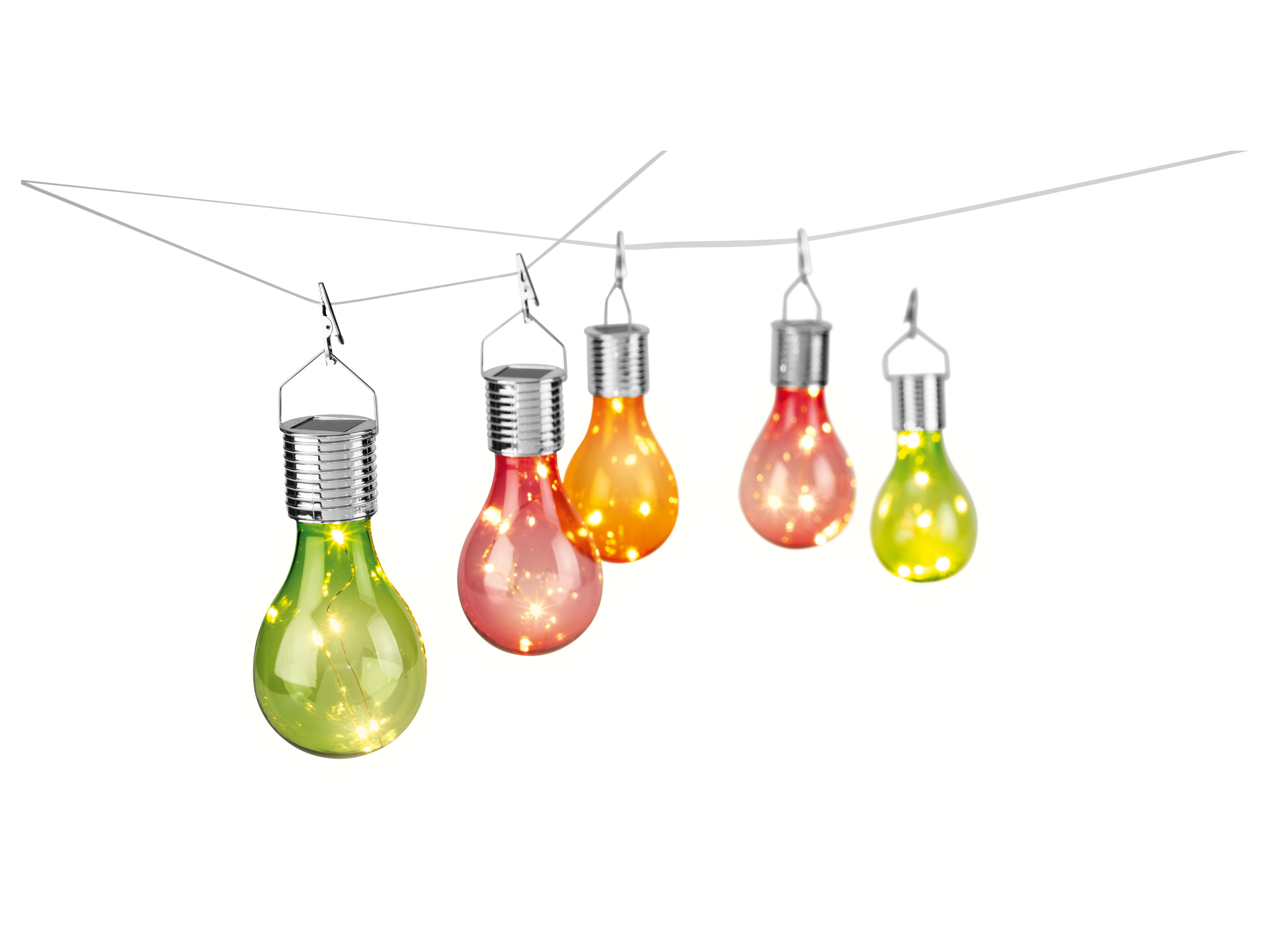 Thumbnail - LIVARNO® Glühbirne bunt hängend Solar, 5 Stück (Bunt)