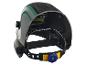 Schwarz-grüner Schweißhelm mit verstellbarem Kopfband und automatischer Verdunkelung