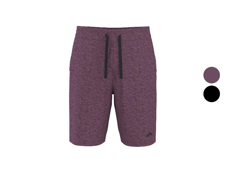 Herren-Sportshorts in Lila-Melange mit schwarzem Kordelzug