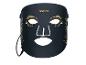 Schwarze LED-Gesichtsmaske mit goldenen Blumenmustern und Aussparungen für Augen, Nase und Mund.