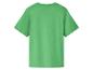 Rückseite eines grünen kurzärmeligen Kinder-T-Shirts.