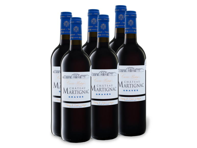 Gehe zu Vollbildansicht: 6 x 0,75-l-Flasche Weinpaket Château Martignac Graves AOP trocken, Rotwein - Bild 1
