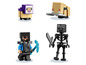 LEGO Minecraft Minifiguren: Skelett mit Schwert, Steve mit Spitzhacke, Schaf und Lama.
