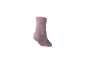 Rosa Socke mit Sternen und stilisiertem Katzenmotiv.