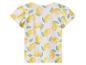 Weißes kurzärmeliges Kinder-T-Shirt mit Zitronenmuster.