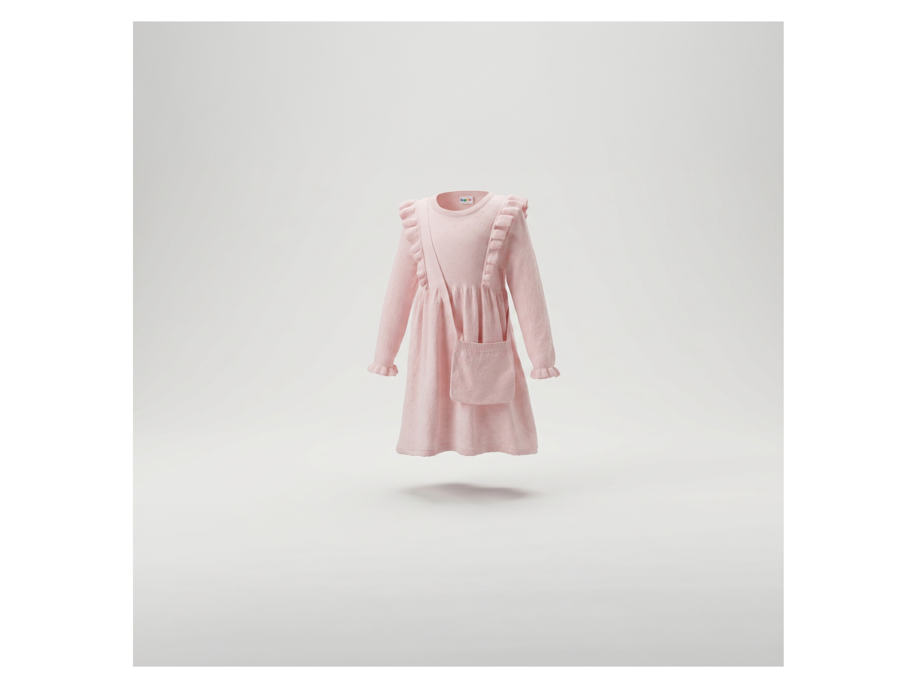 LUPILU® Kinder Strickkleid mit Tasche (Pink, 122/128) – Bild 4 von 4