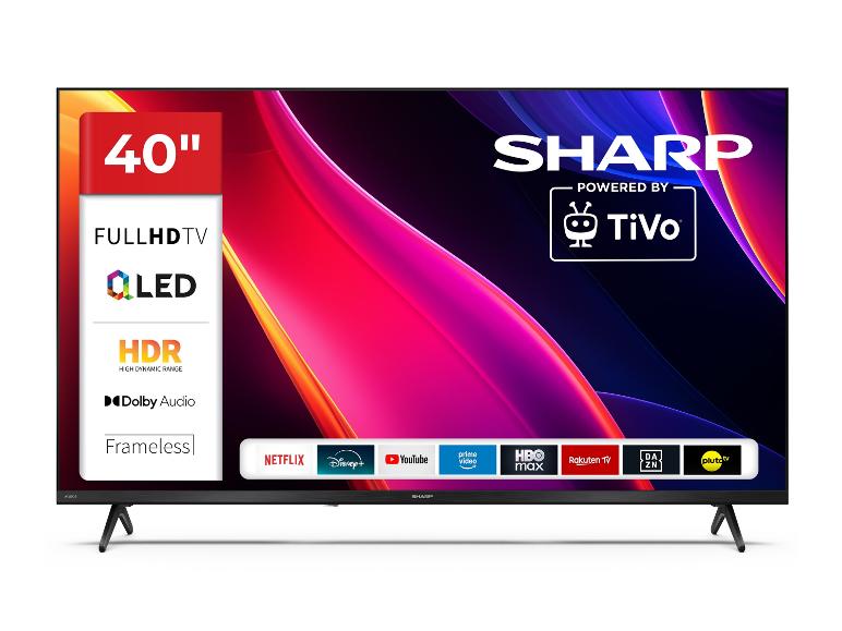 40-Zoll Full HD QLED Fernseher mit HDR, Dolby Audio und rahmenlosem Design.