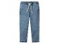 Blaue Kinder-Jogger-Jeans mit elastischem Bund und Kordelzug.
