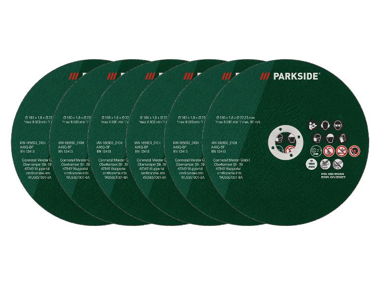 Sechs grüne Scheiben für eine Schleifmaschine der Marke Parkside.