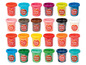 Eine Auswahl an Play-Doh Knete in verschiedenen Farben und Größen.