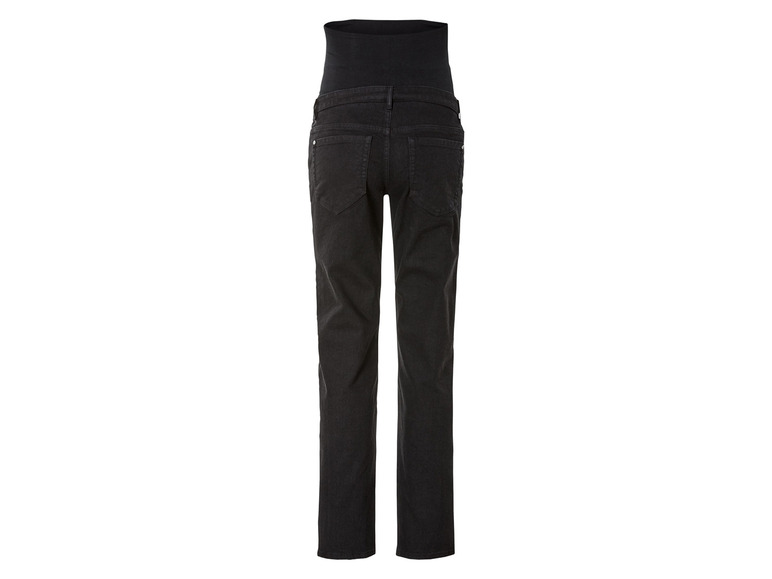 Schwarze Umstandsjeans mit hoher Taille.