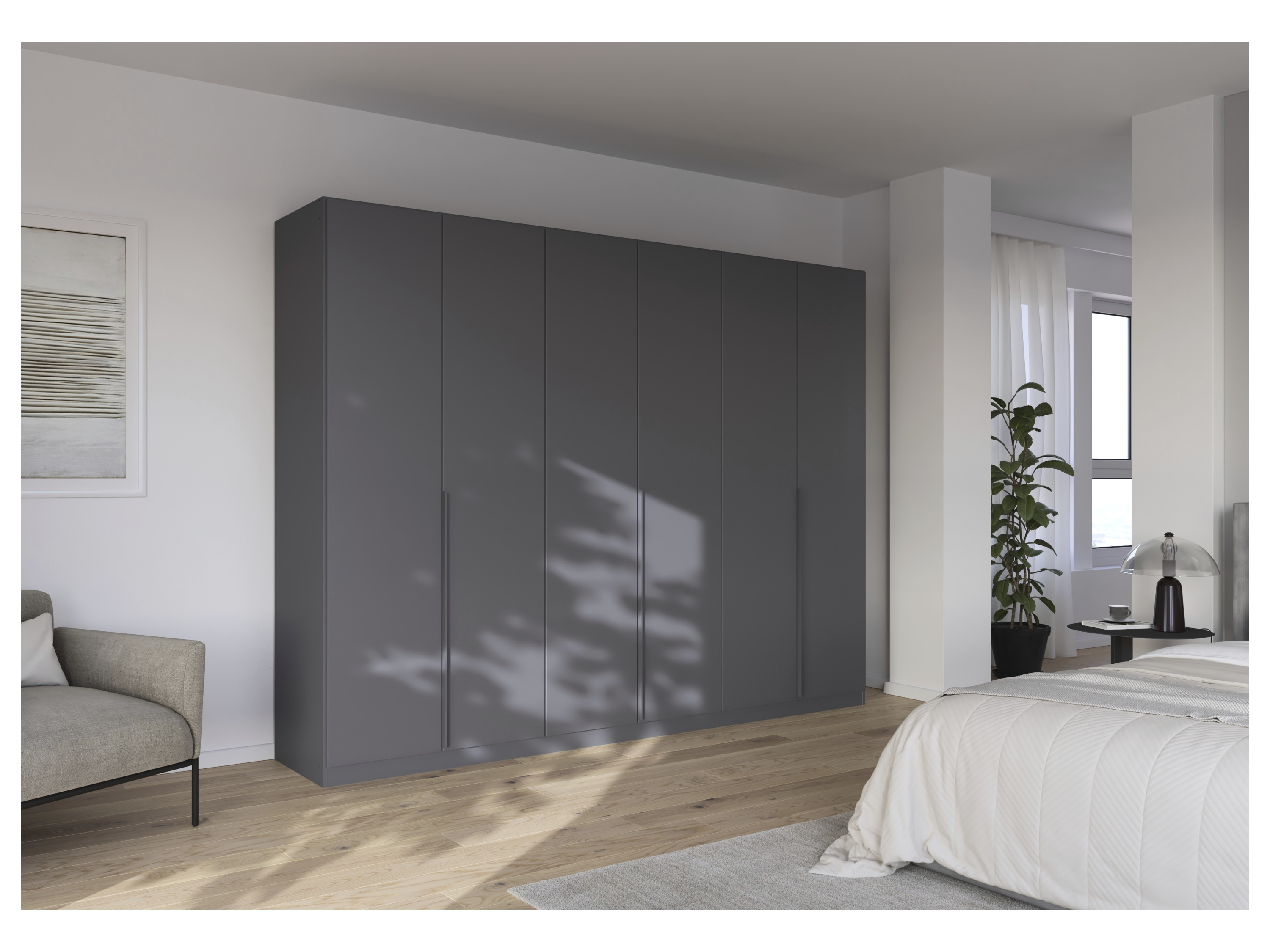RAUCH ORANGE Drehtürenschrank Alabama (Basic-Zubehör, Graumetallic, Griffe Grau, 271 x 210 cm) – Bild 2 von 4