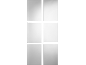 Sechs weiße Quadrate, getrennt durch schwarze Linien, bilden ein Gitter.