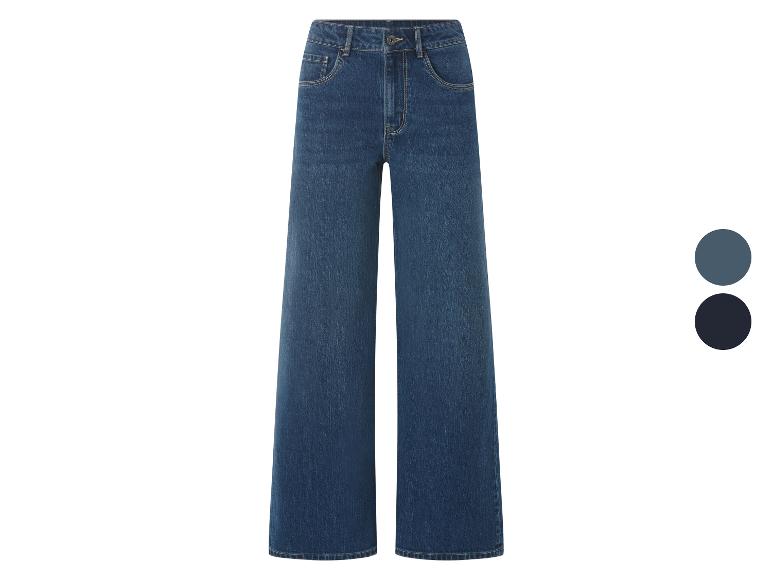 Dunkelblaue Wide-Leg-Jeans mit zwei Farbmustern