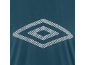 Dunkelblaues T-Shirt mit einem weißen gestreiften Rautenmuster in der Mitte.