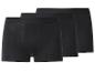 Drei schwarze Herren-Boxershorts, hintereinander gestapelt.
