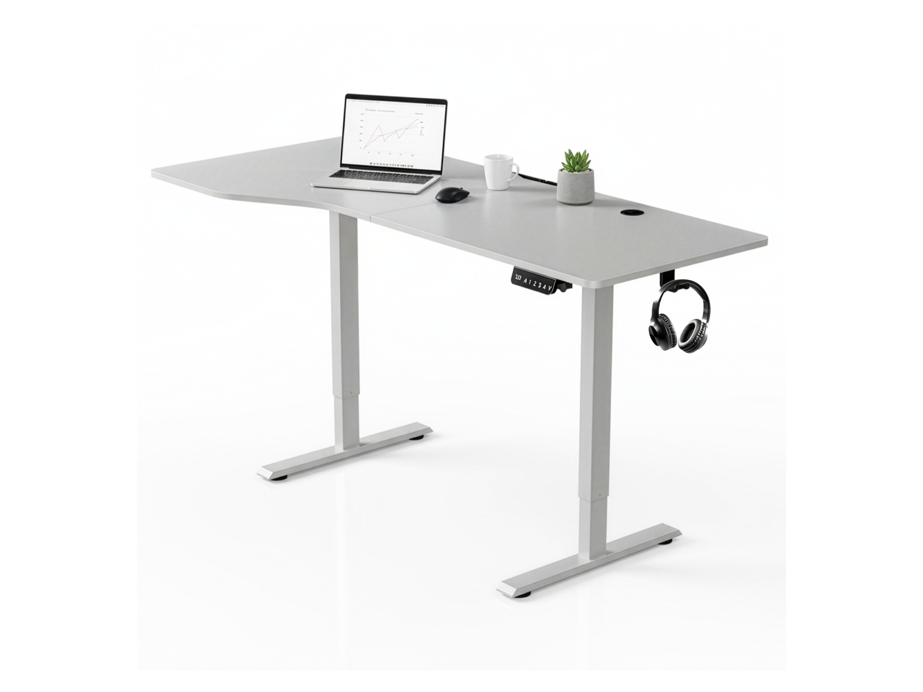 JUSKYS Schreibtisch Office Stand (160 x 75 cm, mit Ablage, Weiß) – Bild 2 von 4