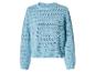 Hellblauer Langarm-Strickpullover mit Lochmuster