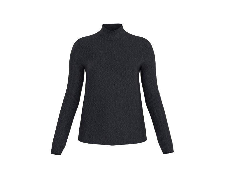 Grauer Damen-Feinstrickpullover mit Stehkragen und langem Arm