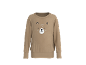 Beiges Langarm-Sweatshirt mit niedlichem Bärengesicht-Design auf der Vorderseite.