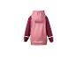 Kinderregenjacke in Rosa und Bordeaux mit reflektierenden Details, Rückansicht
