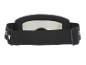 Schwarze Skibrille mit weißer Linse und verstellbarem Riemen.