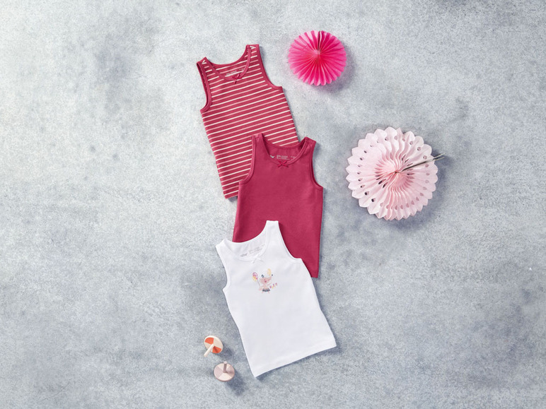 Gehe zu Vollbildansicht: lupilu® Kleinkinder Mädchen Unterhemd, 3 Stück, mit hohem Baumwollanteil - Bild 11