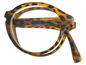 Eine runde, braune Lesebrille mit Leopardenmuster.