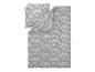 Bettwäsche-Set mit floralem Muster in Grau und Weiß.