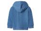Rückseite eines blauen Kinder-Hoodies.