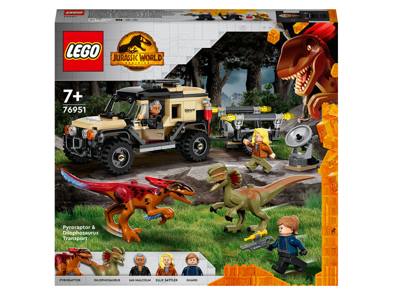 Gehe zu Vollbildansicht: LEGO® Jurassic World™ 76951 »Pyroraptor und Dilophosaurus Transport« - Bild 1